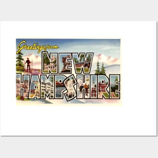 Greetings from New Hampshire - Vintage Large Letter Postcard Posters and Art